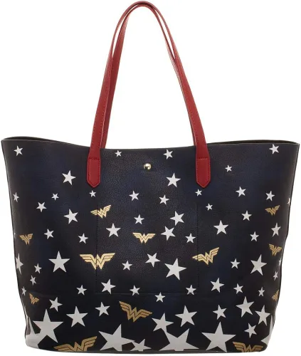 Vista 4 de Wonder Woman - Bolsa de gran tamaño color rojo blanco y azul