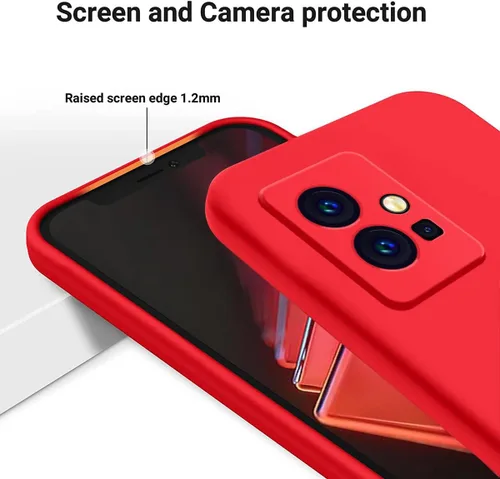 Vista 5 de Funda para Vivo Y55s (2023)/Vivo Y33S 5G, funda protectora de silicona líquida para Vivo Y55s (2023)/Vivo Y33S 5G con cordón de silicona, delgada