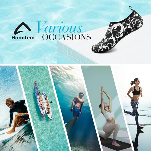 Vista 6 de Homitem Zapatos de agua para mujeres y hombres, calcetines acuáticos para natación, playa, piscina, río, sin cordones, de secado rápido