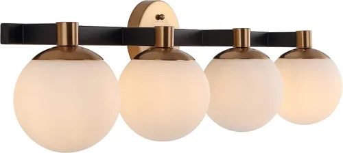 Vista 13 de JONATHAN Y Lámpara de pared LED de 5.75 pulgadas, color latón/negro, 1 luz de globo moderno, pantalla de vidrio esmerilado, lámpara de pared Art