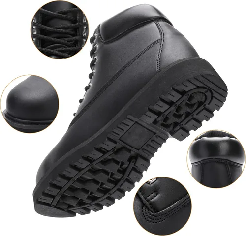Vista 3 de Botas de trabajo con punta de acero resistentes al agua para hombres, zapatos de trabajo indestructibles, antideslizantes, industriales