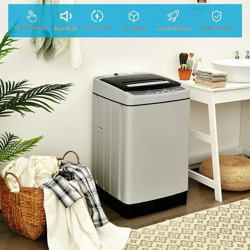 Vista 4 de Giantex Lavadora completamente automática, lavadora portátil 2 en 1 de 1.5 pies cúbicos, capacidad de 11 libras, lavadora e hilandero, combo de 8