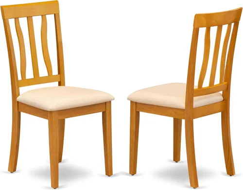 Vista 5 de East West Furniture ANTI3-OAK-C - Juego de mesa y sillas de cocina de 3 piezas que contiene una mesa de comedor redonda con pedestal y 2 sillas