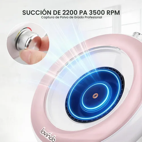 Vista 3 de Lavinda - Colector de polvo de uñas inalámbrico, 3500 RPM de velocidad