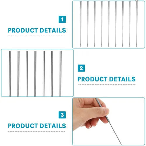 Vista 8 de iplusmile Aguja de disección micro recta de acero inoxidable, 14 piezas, herramienta de aguja de disección de precisión de laboratorio para equipos