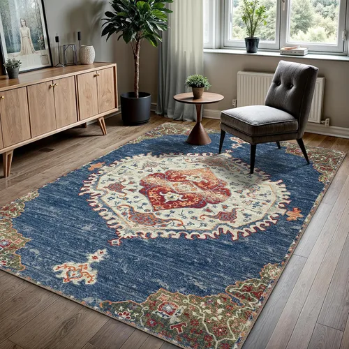 Vista 86 de GLN Rugs Bohemian - Troy - Alfombra de felpilla lavable a máquina, bohemio, lavable, antideslizante, alfombra de área de felpilla de pelo bajo