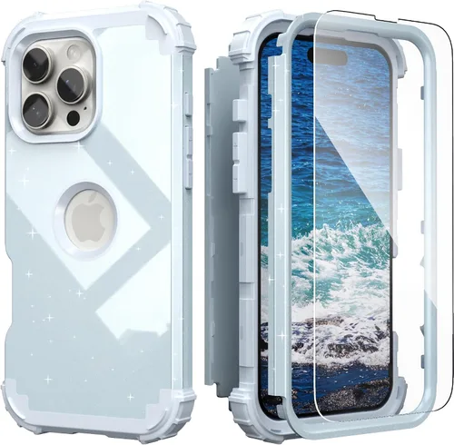Vista 14 de IDweel Funda para iPhone 16 Pro Max con Protector de Pantalla, 3 en 1 Resistente a Golpes Ajuste Delgado Híbrida de Servicio Pesado Cubierta Dura