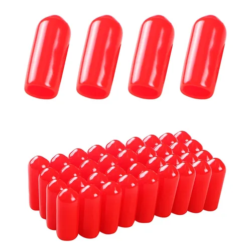 Vista 15 de Cubierta de tapa de extremo redondo de goma 0.08 pulgadas (0.079 in), protectores de rosca de tornillo de PVC flexible de tubería de tubería