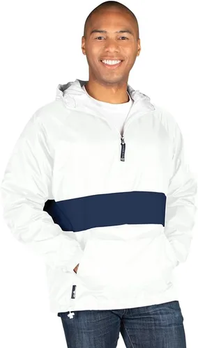 Vista 21 de Charles River Apparel Jersey clásico a rayas unisex, cortavientos resistente al agua para hombres y mujeres Negro