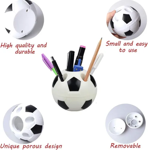 Vista 4 de Soporte creativo para bolígrafo de fútbol de escritorio, diseño de estilo de estilo de fútbol, contenedor de escritorio, organizador de escritorio