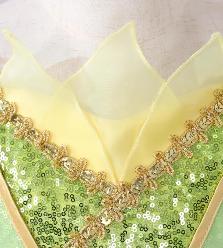 Vista 4 de TYHTYM Deluxe Princess Costumes Little Girls Dress Kids Fancy Gown Cosplay Halloween Party 2-11T