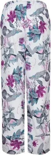 Vista 4 de Pantalones capri de lino para mujer, casuales, de pierna ancha, holgados, de verano, lisos, de cintura alta, pantalones capri recortados