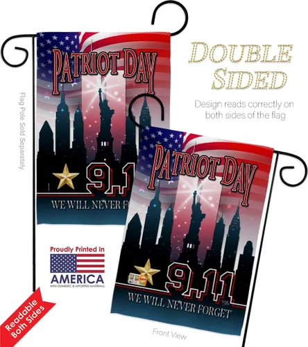 Vista 3 de Breeze Decor Paquete de bandera de jardín con texto en inglés "We Will Never Forget Garden Flag Pack Armed Forces Service All Branches Support Honor