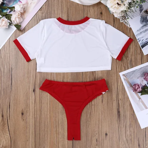 Vista 6 de MSemis Disfraz de anime para mujeres y niñas, uniforme de colegiala japonesa, conjunto de lencería
