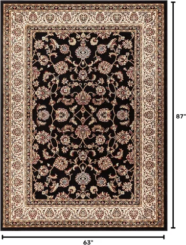 Vista 3 de Well Woven Barclay Collection Sarouk - Alfombra negra de 5 x 7 pies, para sala de estar, dormitorio y comedor