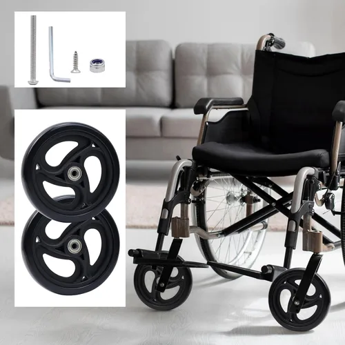 Vista 4 de Wealrit Black Solid Walker Wheels Reemplazo – Ruedas rodantes de 6 pulgadas (paquete de 2)