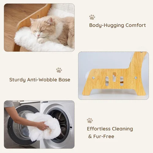 Vista 5 de Sofá cama elevada para gatos, sofá esponjoso para gatos, muebles de madera