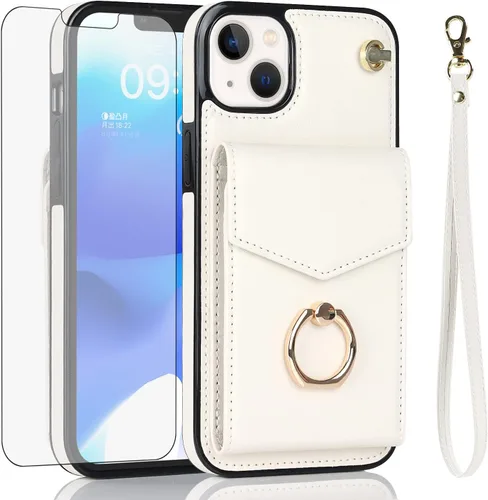 Vista 7 de Asuwish Funda de teléfono para iPhone 12 Mini 5.4 con protector de pantalla de vidrio templado y anillo de bloqueo RFID, tarjetero de cuero