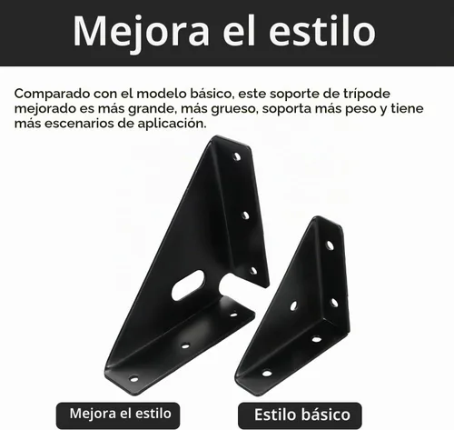 Vista 9 de 4 piezas de juntas de refuerzo resistentes, código de esquina trapecio, soportes de esquina de soporte, sujetadores de juntas de soporte de estante