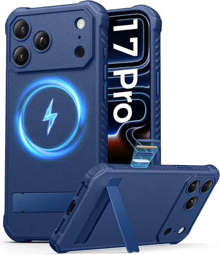 Vista 19 de ASAFCASE - Funda para iPhone 17 Pro con soporte, compatible con MagSafe, color negro Camera Control Button, Military Grade Shockproof, Full Camera