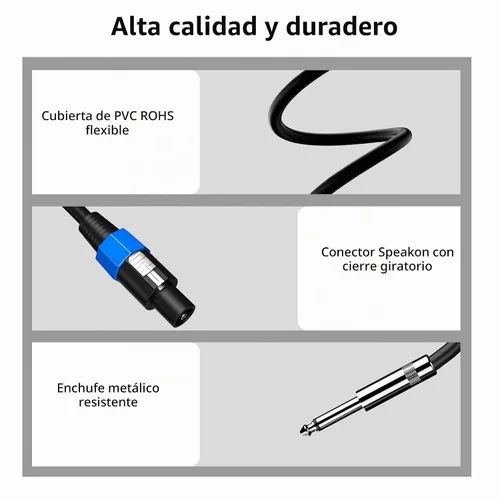 Vista 2 de Paquete de 2 cables Speakon de 6 pies a 1/4 pulgadas para altavoz TS de calibre 12, bloqueo giratorio