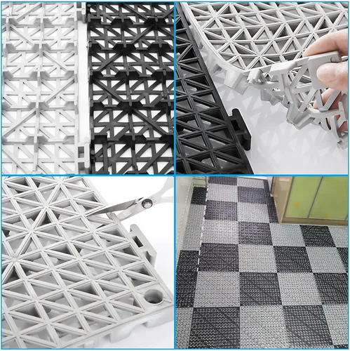 Vista 4 de Paquete de 12 alfombrillas de goma antideslizantes de 12 x 12 pulgadas para cojín de ducha, tamaño DIY, antideslizante, para baño, azulejos