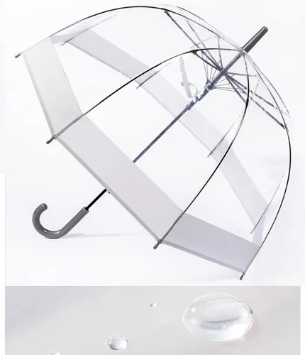 Vista 6 de ThreeH Paraguas de burbujas transparente, mango de fácil agarre, cúpula transparente de plástico resistente, 8 varillas, paraguas de lluvia de palo