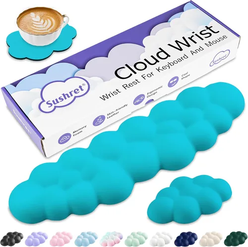Vista 15 de Cloud Reposamuñecas para Teclado, Juego de Almohadilla para Muñeca de Teclado Cloud con Espuma Viscoelástica de Cuero PU, Lindo Reposabrazos