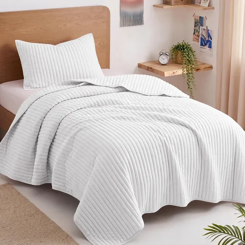 Vista 25 de Exclusivo Mezcla Juego de ropa de cama de edredón acolchado a rayas beige