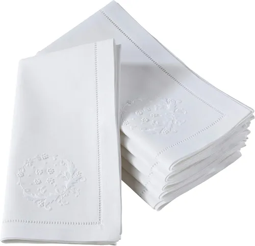 Vista 47 de Juego de 6 servilletas bordadas de magnolia hechas a mano con borde cosido