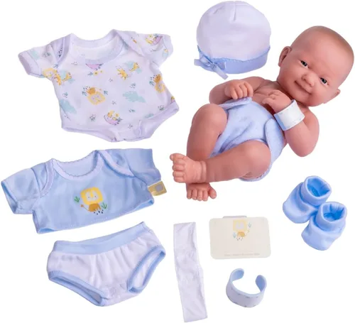Vista 12 de JC Toys - Juego de regalo de 8 piezas de muñeca bebé Layette La Newborn Nursery Muñeca recién nacida afroamericana realista de 14 pulgadas