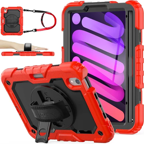 Vista 8 de SEYMAC stock Funda para iPad mini 7 (A17 Pro) 2024/Mini 6 de 8.3 pulgadas con protector de pantalla y soporte para lápiz