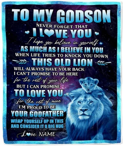 Vista 12 de Manta personalizada con texto en inglés «To My Godson», de Godmother Godmother Wolf Moon, My Love for You is Forever Godson Birthday Christmas