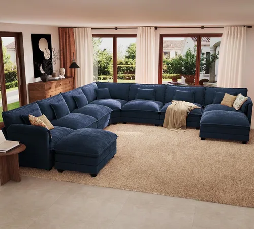 Vista 43 de Sofá modular de gran tamaño de 113 pulgadas, cómodo sofá en forma de L con funda extraíble, asiento ancho y profundo moderno para sala de estar