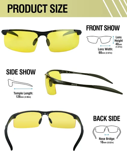 Vista 2 de DUCO Gafas de visión nocturna polarizadas para conducción nocturna para hombre