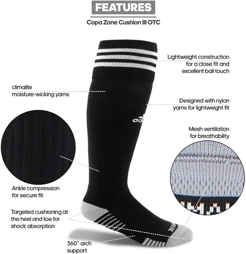 Vista 8 de adidas Copa Zone Cushion 4 - Calcetines de fútbol (1 par) para hombres, mujeres, niños y niñas, BlancoTeam Navy Blue