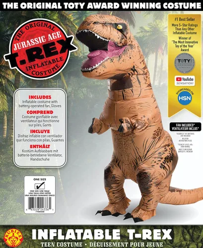 Vista 3 de Rubies Inflatable Dinosaur Costume For Teens, For Themed Party and Halloween, Standard