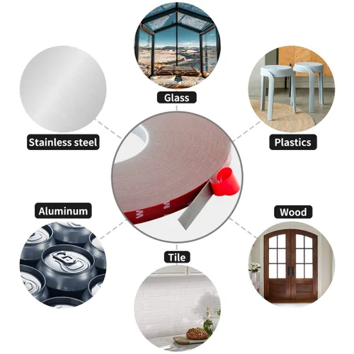 Vista 5 de ToLanbbt Cinta adhesiva de doble cara, resistente al agua, cinta adhesiva de montaje para tiras de luces LED, decoración del hogar, decoración