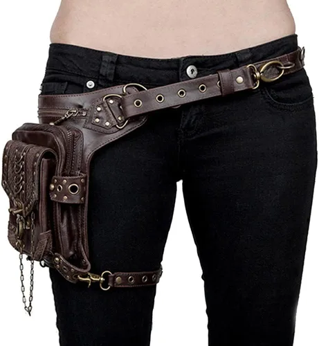 Vista 4 de UIYTR Steampunk - Bolsa de motocicleta retro para mujer estilo retro estilo gótico para mujer color marrón