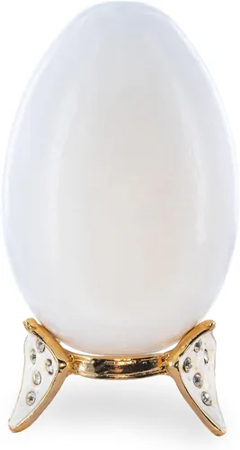 Vista 3 de Soporte para huevos de metal en tono dorado con rombos blancos
