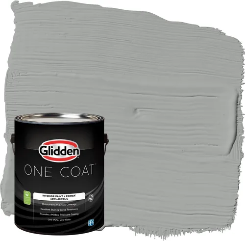 Vista 41 de Glidden Pintura Interior + Imprimación: Gris/Plata Antigua, Una Capa, Satinado, 1 Galón