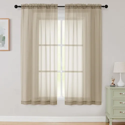 Vista 272 de 2 paneles de cortinas traslúcidas blancas para dormitorio, sala de estar, 96 pulgadas de largo, modernas, suaves, ligeras, con bolsillo para barra