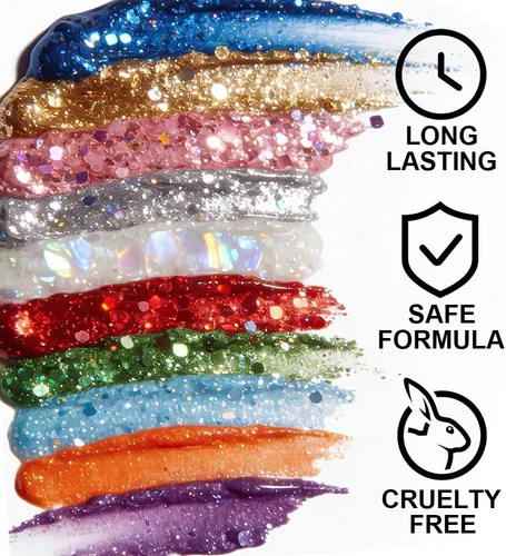 Vista 4 de Gel con purpurina para el cabello de cara y cuerpo azul para mujeres y niños, lentejuelas holográficas monocromáticas de sirena, maquillaje