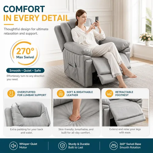 Vista 8 de Silla reclinable mecedora eléctrica automática con 3 velocidades Gris