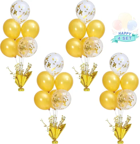 Vista 12 de 2 Juego de Globos de Mesa Negros con Spray de Aluminio para Centro de Mesa con Globos Negros y de Confeti, Kit de Soporte para Decoración de Mesa