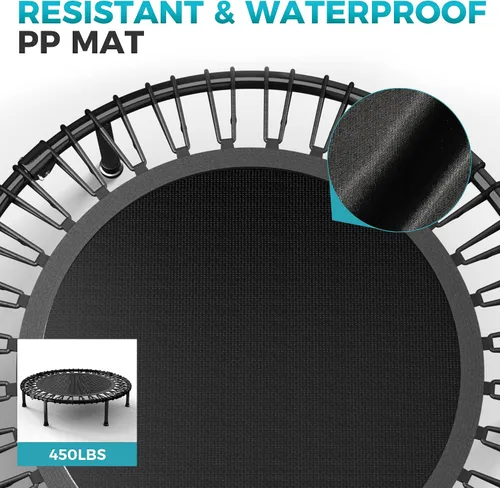 Vista 6 de Trampolín de rebote de 40 pulgadas/48 pulgadas para adultos con cuerdas elásticas, rebote de ejercicio para adultos para entrenamiento en interiores