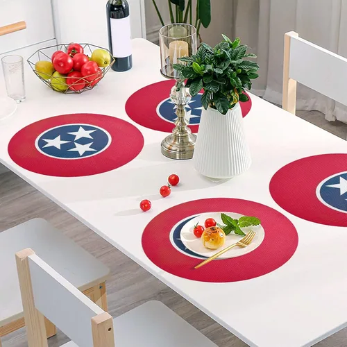 Vista 15 de Aruba Flag Round Table Placemats 15 Inch, Seasonal Table Mats Modern Place Mats for Dining, Kitchen, Parties, Camping