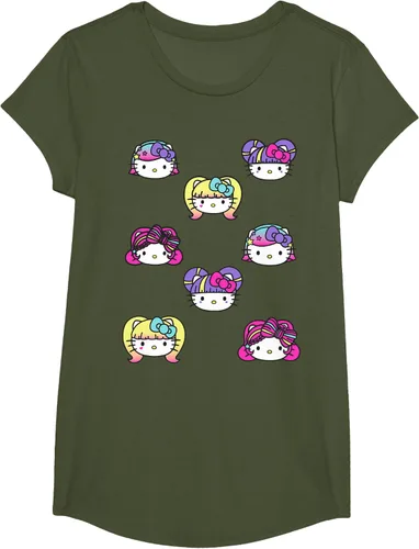 Vista 80 de hello kitty Kawaii Multi peinado Tee, Azul (Heather blue)