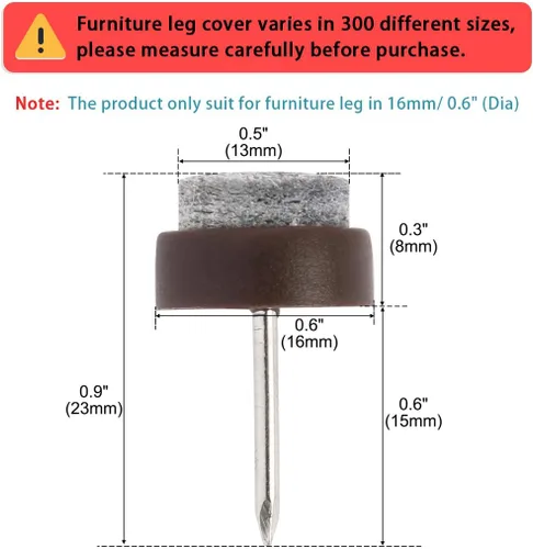 Vista 2 de uxcell Home Mesa Silla Muebles Patas Patas Protector de Piso 16mm/0.6" Dia Pack de 16