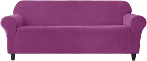 Vista 11 de Funda elástica para sofá de 3 cojines, 1 funda de terciopelo para sofá, fundas protectoras de muebles con parte inferior elástica, lavable a máquina